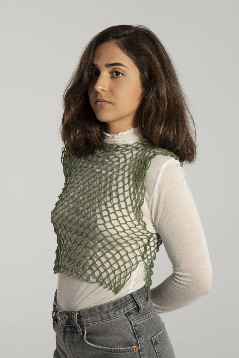 Top bedul verde lana nuedu textiles Top bedul verde lana