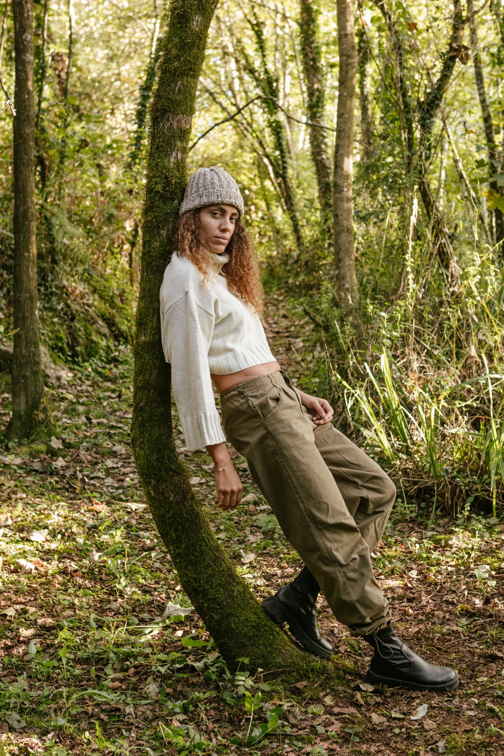 gorro liquen blanco lana modelo con gorro liquen blanco