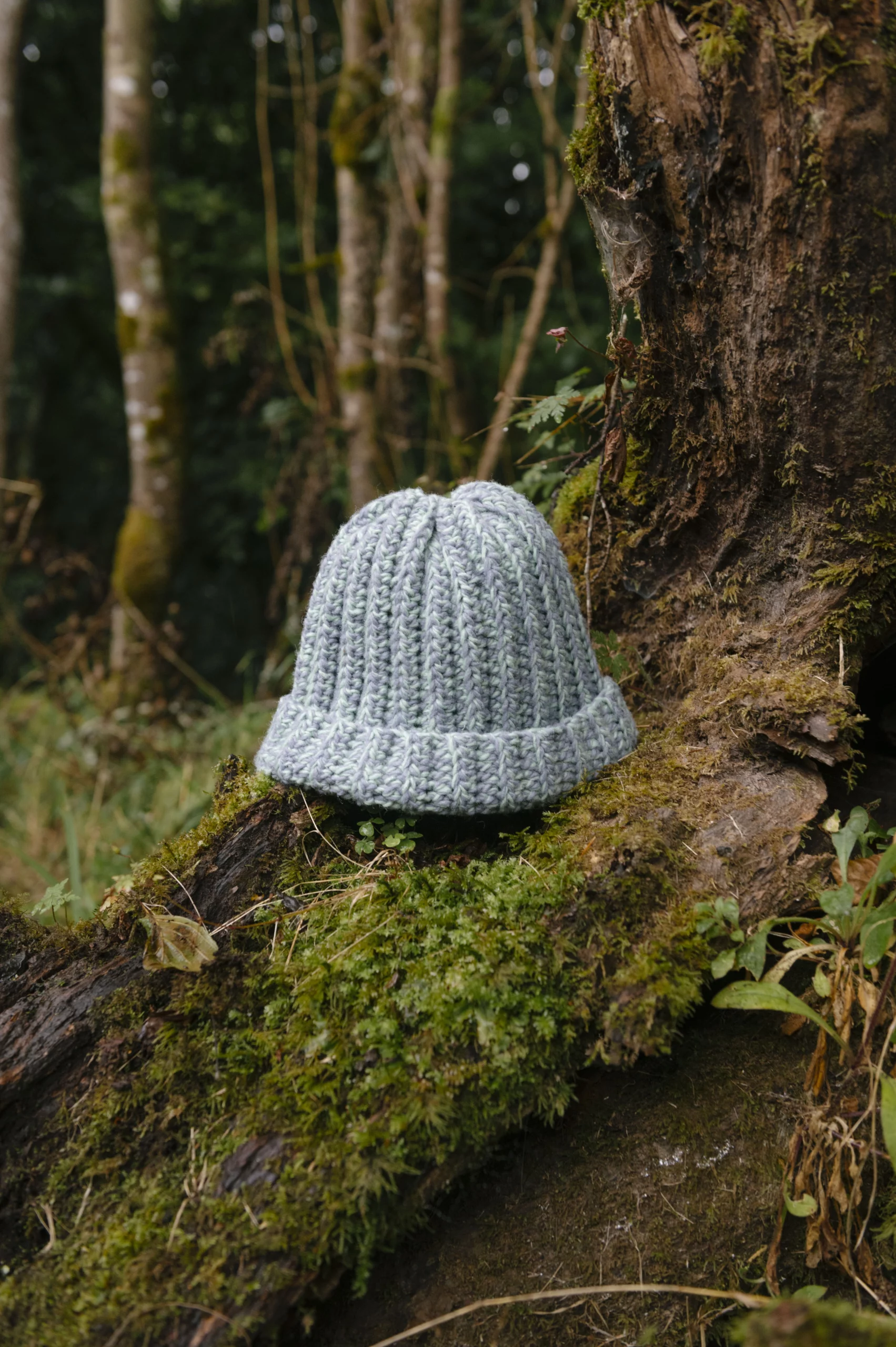 Gorro liquen azul lana solo Gorro liquen azul lana