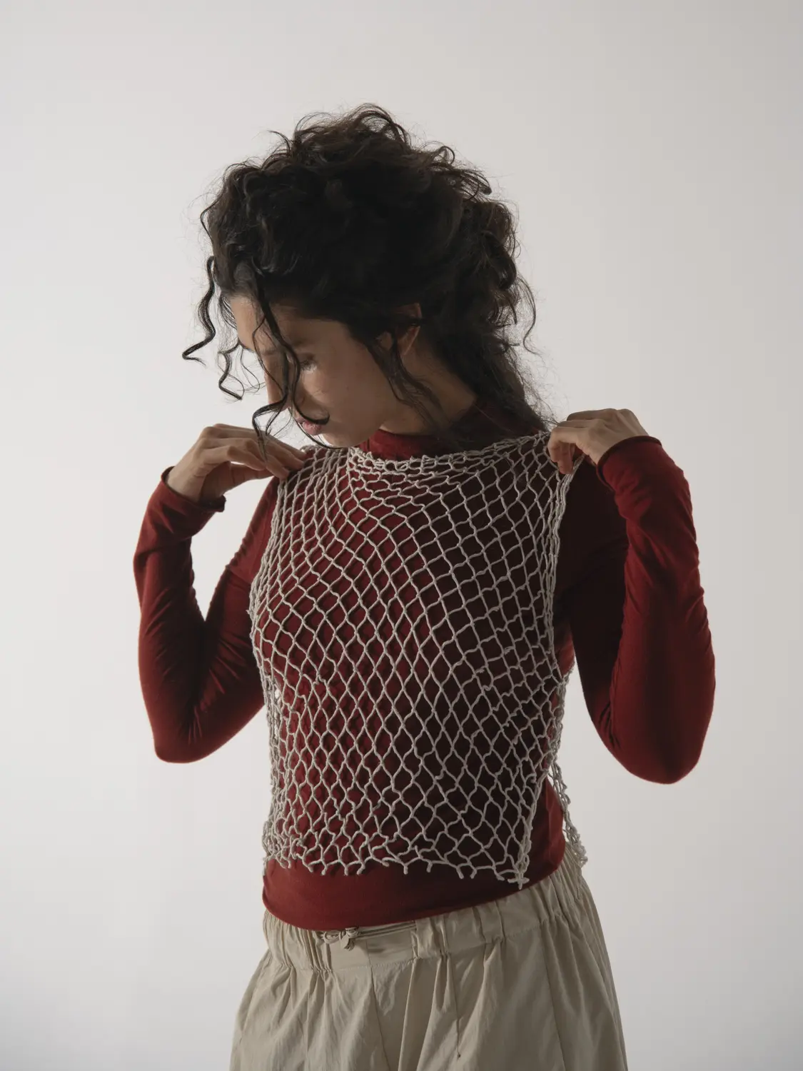 modelo con top red nacar blanco