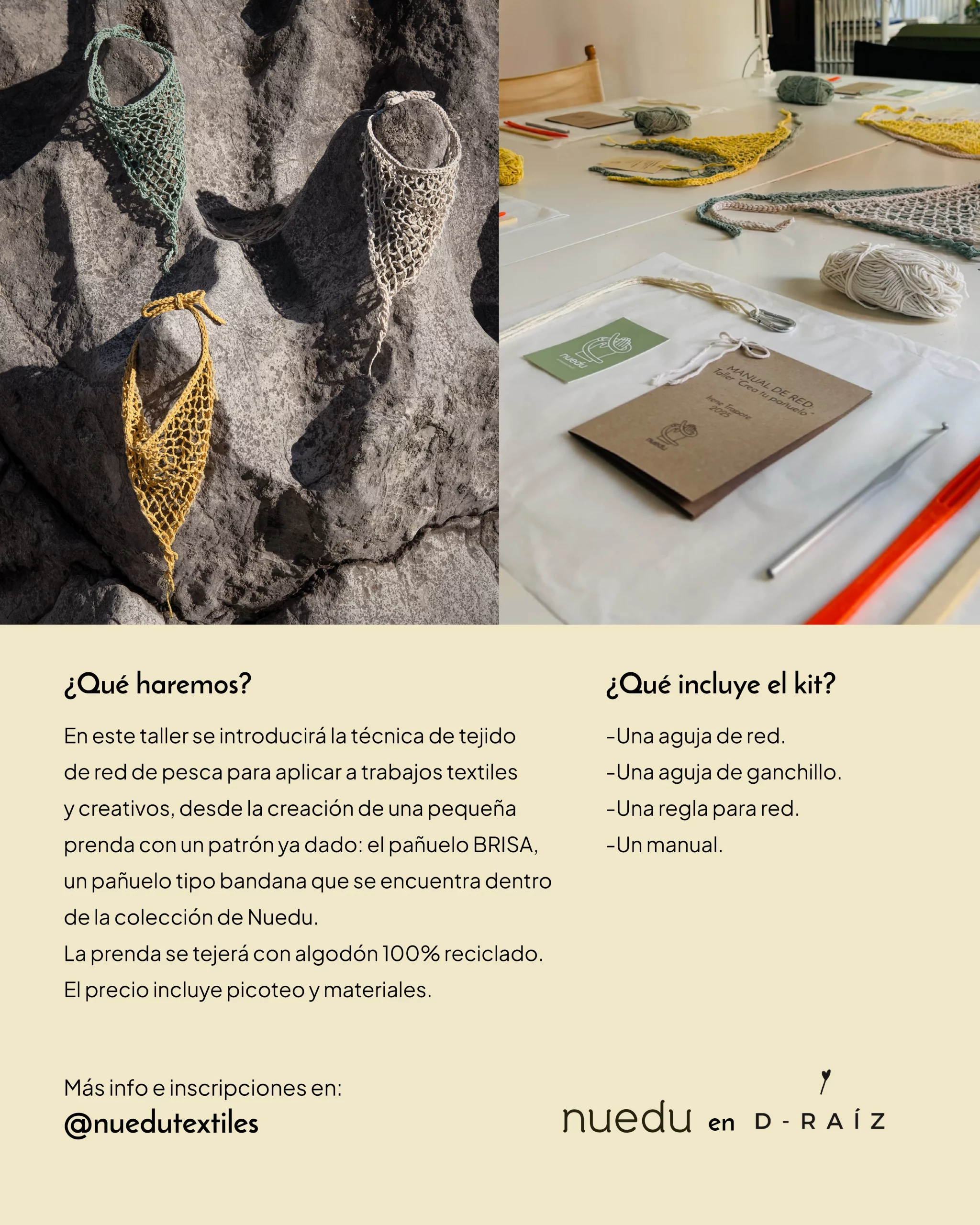 cartel taller crea tu pañuelo de red en dariz coruña 2025 2